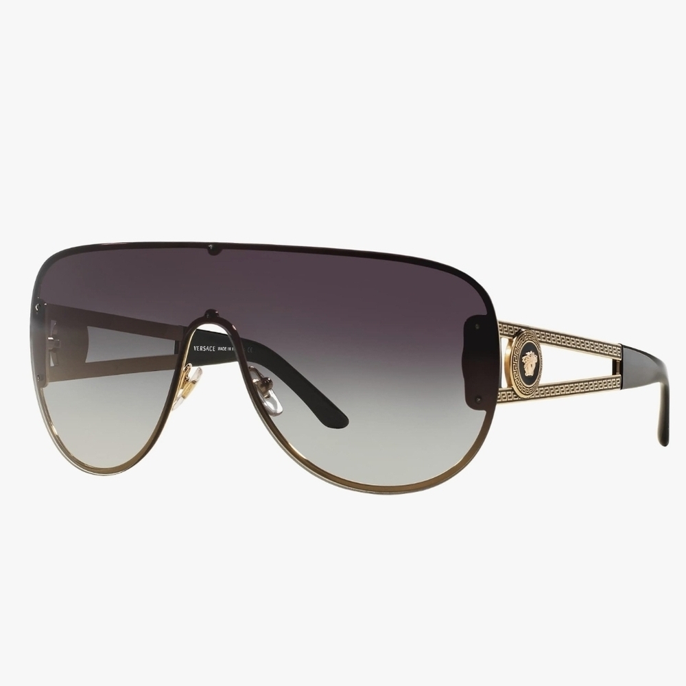 Versace Black and Pewter Shield Sunglasses